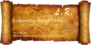 Lukovits Renátó névjegykártya